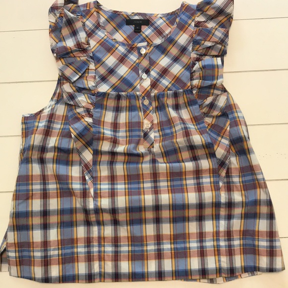 JCrew Plaid Ruffle Top - Picture 2 of 3